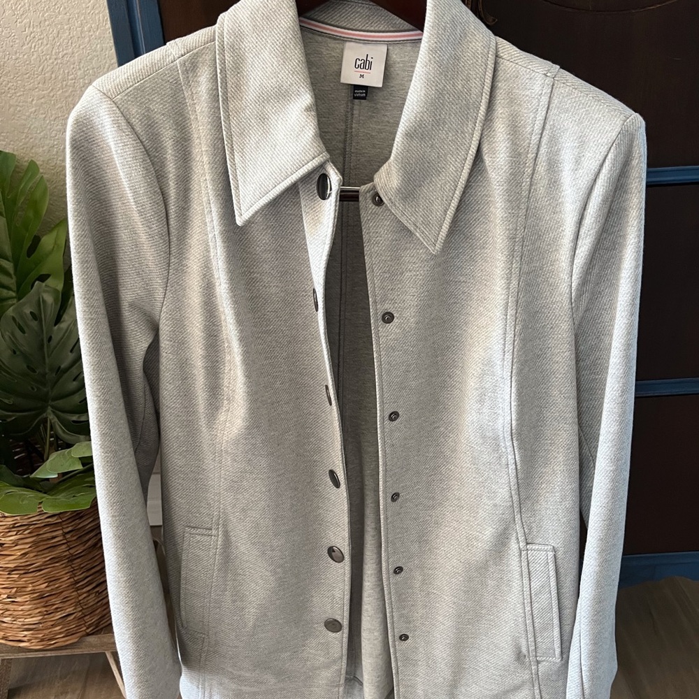 CAbi ATC Grey Cavalry Jacket Coat Medium # 5855 Spring 2021